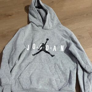 Jordan Gray Crewneck Pullover Hoodie with Black Jumpman